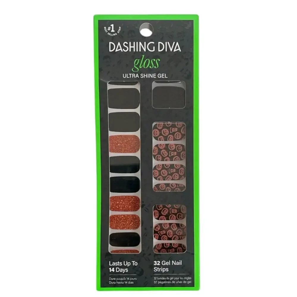 Halloween Nail Srickers Dashing Diva Gloss Nail Strips UV Free Gel 2 Pack